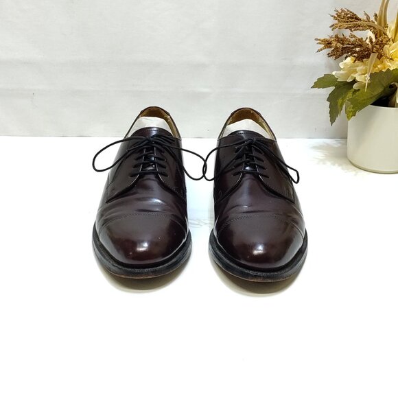 Bostonian Impression Leather Oxford Men 8.5 Leather Sole D/B Width Brown Cap Toe - Picture 3 of 11